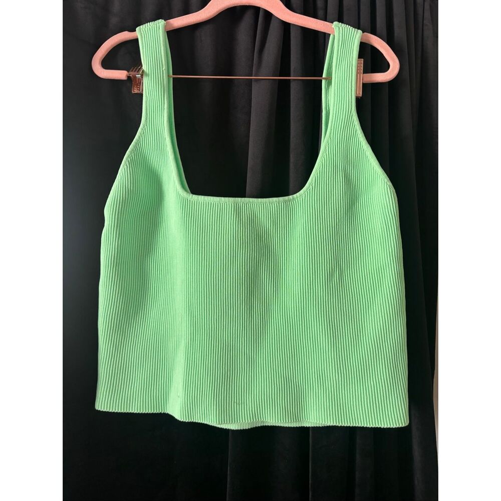 Cotton on Neon green ribbed square neck tank top Size 18/XL NWT - Picture 3 of 4